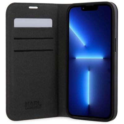 4. Karl Lagerfeld KLBKP14SSAKLHPG iPhone 14 6,1" Bücherregal Silber/Silber Saffiano-Monogramm