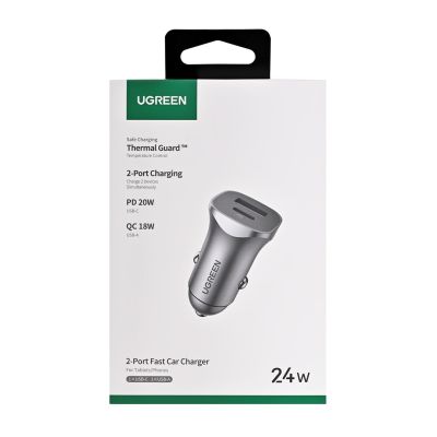 2. Ugreen Autoladegerät USB Typ C / USB 24W Power Delivery Schnellladefunktion Grau (30780)