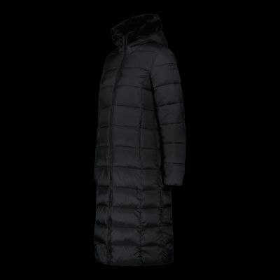 3. CMP Damen Langer Wintermantel Isolationsjacke mit Kapuze Schwarz (34K0046F/U901)