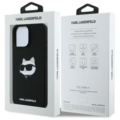 8. Karl Lagerfeld Silikon Choupette Kopf Print MagSafe iPhone 16 Pro Hülle - Schwarz