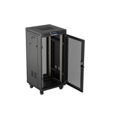 9. LANBERG Bodenschrank 19" 24U 600x600 Schwarz, perforierte Tür, LCD (flach verpackt) V2