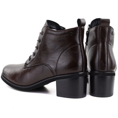 10. Damen-Ankle-Boots aus Leder mit Schnürung, Schokoladenbraun, Vinceza EN27-133107