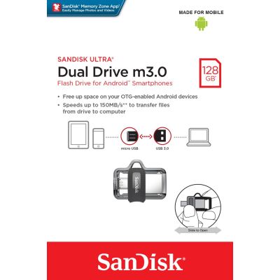 USB-Stick SanDisk ULTRA SDDD3-128G-G46 (128 GB; microUSB, USB 3.0; grau)