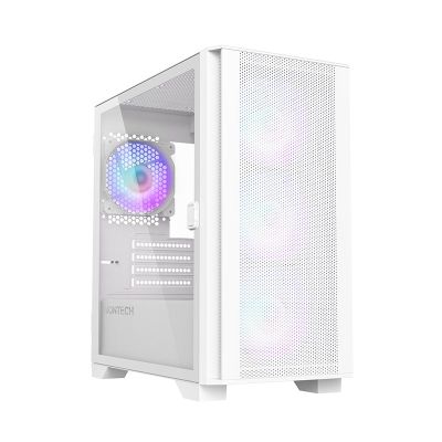 11. Montech AIR 100 ARGB, Micro-ATX, gehärtetes Glas – Weiß