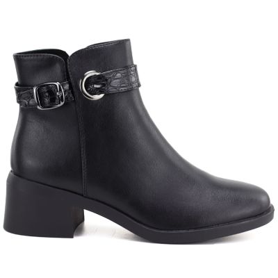 2. Schwarze Damen-Ankle-Boots aus Leder mit isolierter Sohle, Sergio Leone BT-25-S