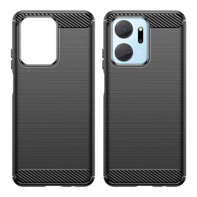 8. Carbon Case Hülle für Honor Play 40 Plus / Honor X7a flexible Silikon-Carbon-Hülle schwarz