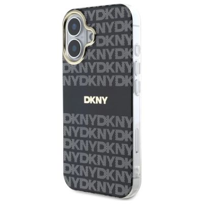 2. DKNY Repeat Texture Pattern With Stripe iPhone 16 Hülle - Schwarz