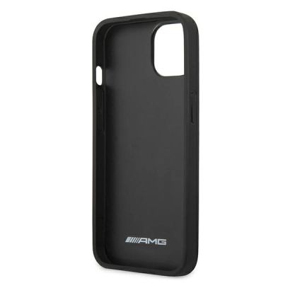 7. AMG Lederhülle mit geprägten Linien für iPhone 13 mini – Schwarz