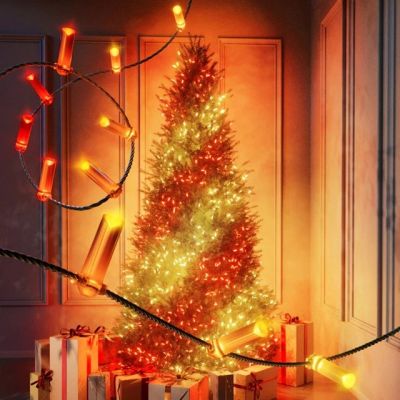 5. Twinkly Candies – 200 kerzenförmige RGB-LED-Lichter, grünes Kabel, USB-C