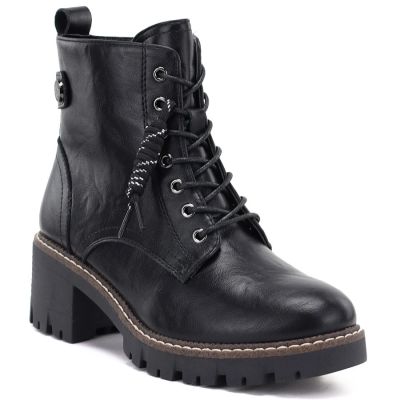 Damen-Lederstiefeletten mit Blockabsatz, schwarz, M.Daszyński OL77-3