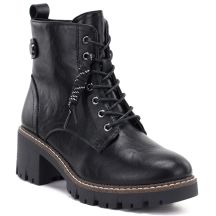 Damen-Lederstiefeletten mit Blockabsatz, schwarz, M.Daszyński OL77-3