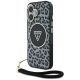 Guess HC IML Leopard Triangle Cord Strap MagSafe iPhone 16 Hülle - Schwarz