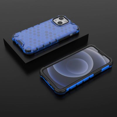 13. Honeycomb Handyhülle Schutzhülle mit TPU Rahmen für iPhone 13 mini blau