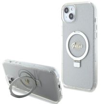 Guess GUHMP15MHRSGSD iPhone 15 Plus / 14 Plus 6,7" transparent/transparentes Hardcase Ring Stand Script Glitter MagSafe
