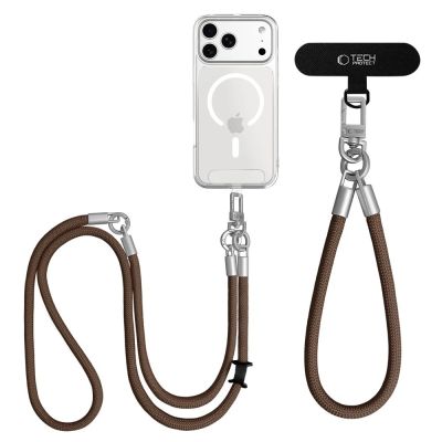 5. Tech-Protect C10S Crossbody-Handytasche (114 cm) + Handschlaufe (31 cm) – braun-titan