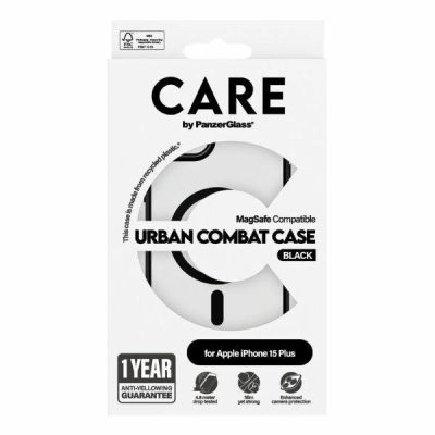 4. CARE by PanzerGlass Urban Combat Case MagSafe Hülle für iPhone 15 Plus – Schwarz