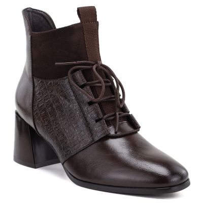 6. Gefütterte Damen-Ankle-Boots mit hohem Absatz, braun, Vinceza 58670