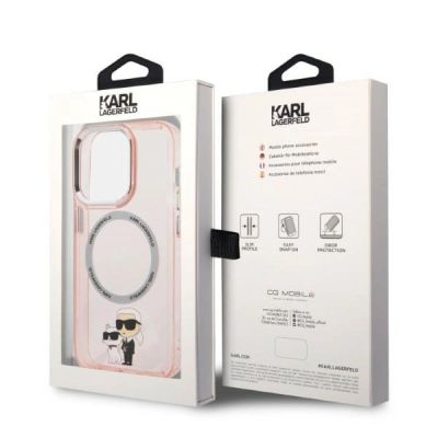 8. Karl Lagerfeld Iconic Karl&Choupette MagSafe Hülle für iPhone 14 Pro Max – Pink