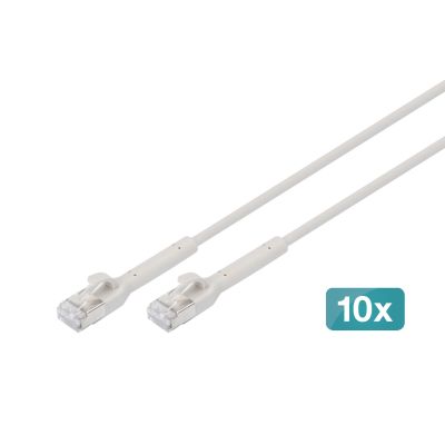 Digitus CAT 6A F-FTP Winkel-Patchkabel, Kupfer, 0,5 m, Grau, 10 Stück.