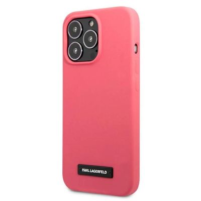 2. Karl Lagerfeld Silikon-Plakettenhülle für iPhone 13 Pro / iPhone 13 - Fuchsia
