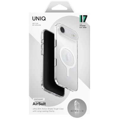7. Uniq Airsuit Hülle für iPhone 17 Air mit Magclick-Ladefunktion – Transparent