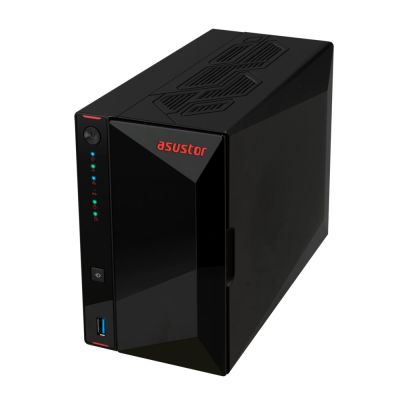 10. NAS Asustor AS5402T; Tower; 2x (3,5" SATA HDD/ 2,5" SSD); Intel Celeron N5105, 4 GB DDR4 SODIMM (max. 16 GB), 2x 2,5-GbE, 4x M.2 2280 NVMe PCIe 3.0, 3x USB 3.2 Gen, 1x HDMI 2.0b