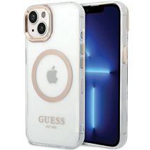 Guess Metal Outline MagSafe Case für iPhone 15 Plus / 14 Plus - Gold