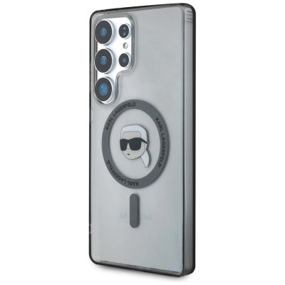 2. Karl Lagerfeld Button Karl Head gedrucktes Logo MagSafe Samsung Galaxy S25 Ultra Hülle schwarz