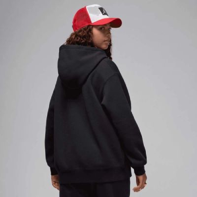 2. Air Jordan Flight Fleece-Pullover-Hoodie für Damen, Satinfutter, Schwarz - FV7050-010