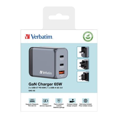7. Verbatim GaN GNC-65 2xUSB-C Universal-Netzladegerät