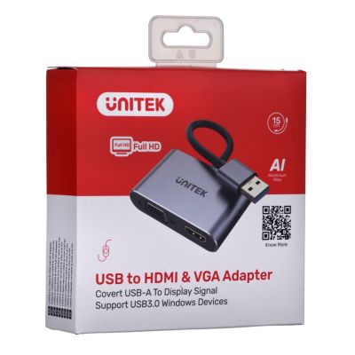 3. UNITEK Adapter USB-A - HDMI & VGA, FullHD, Stecker/Buchse