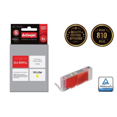 2. Activejet ACC-551YN Tinte (Ersatz für Canon CLI-551Y; Supreme; 15 ml; gelb)
