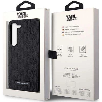 8. Karl Lagerfeld Saffiano Mono Metal Logo Hülle für Samsung Galaxy S24+ – Schwarz