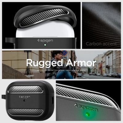 12. Spigen Rugged Armor Hülle für Apple AirPods Pro 1/2 – mattschwarz