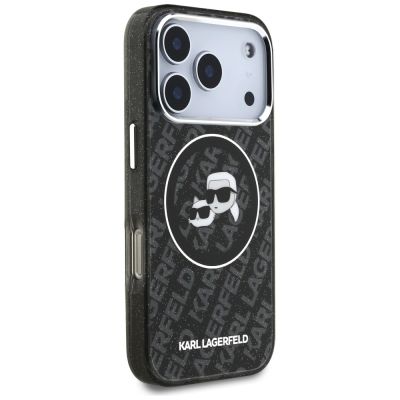 4. Karl Lagerfeld IML Glitter Karl&Choupette Heads Logo MagSafe Case für iPhone 17 Pro - Schwarz