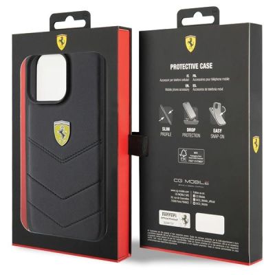 8. Ferrari Quilted Metal Logo-Hülle für iPhone 15 Pro Max – Schwarz