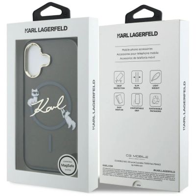 8. Karl Lagerfeld IML Choupettes Karl Script Logo MagSafe iPhone 17 Hülle - Schwarz