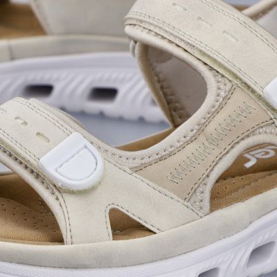 20. Rieker W RKR691 bequeme Klett-Sandalen beige