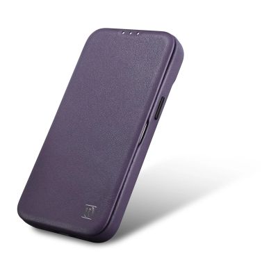 8. iCarer CE Premium Leather Folio Case iPhone 14 Plus Magnetic Flip Leather Folio Case MagSafe Dark Purple (WMI14220715-DP)