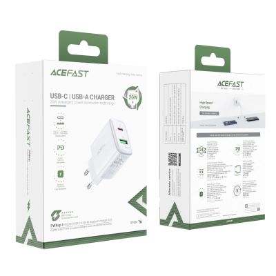 5. Acefast Wandladegerät USB Typ C / USB 20W, PPS, PD, QC 3.0, AFC, FCP weiß (A25 weiß)