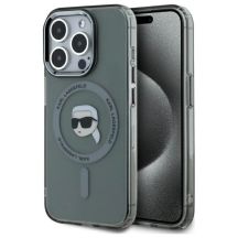 Karl Lagerfeld KLHMP15XHLSKIK iPhone 15 Pro Max 6,7" schwarz/schwarz Hardcase IML Metal Karl Head MagSafe