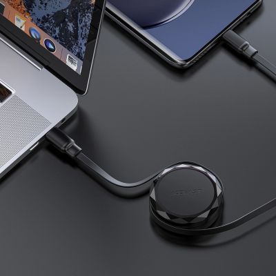 5. Acefast C13-03 USB-C – USB-C 60 W einziehbares Kabel – Schwarz