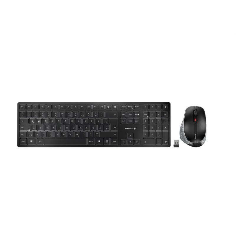 6. CHERRY DW 9500 SLIM Tastatur und Maus inklusive, universell, kabellos (RF) + Bluetooth, QWERTZ-Tastatur, Deutsch, Schwarz/Grau