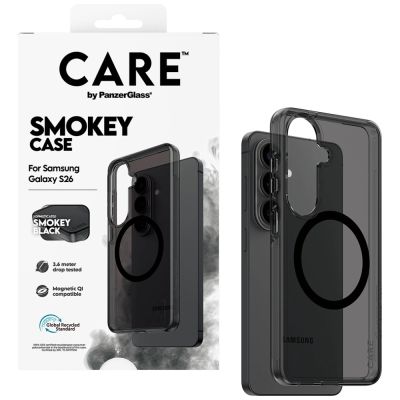 4. CARE by PanzerGlass Urban Explorer Smokey Hülle mit schwarzem Qi für Samsung Galaxy S26 - Schwarz