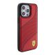 4. Ferrari Perforated Waves Metal Logo Hülle für iPhone 15 Pro – Rot