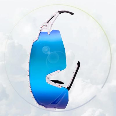 4. Rockbros Polarisierte Fahrradbrille mit UV-Schutz und Korrektureinsatz, blaue Gläser, Weiß