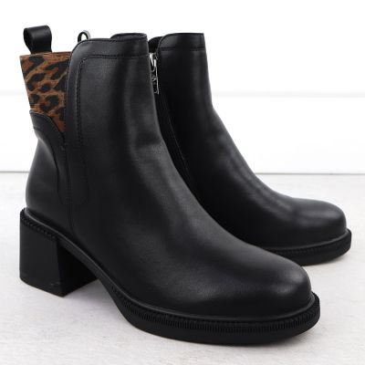 3. Schwarze Leder-Ankle-Boots mit Blockabsatz, Vinceza 26-66855