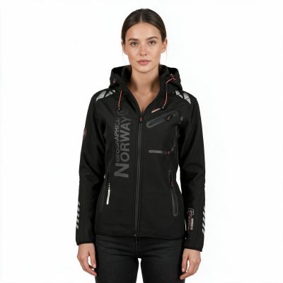 5. Damen-Softshelljacke Geographical Norway Reine Femme, sportlich, Outdoor, schwarz (WW2621F-GN-BLACKBLACK)