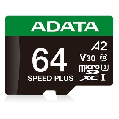 19. ADATA Speed Plus MicroSDXC 64 GB Klasse 3 UHS-I/U3 A2 V30