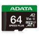 19. ADATA Speed Plus MicroSDXC 64 GB Klasse 3 UHS-I/U3 A2 V30